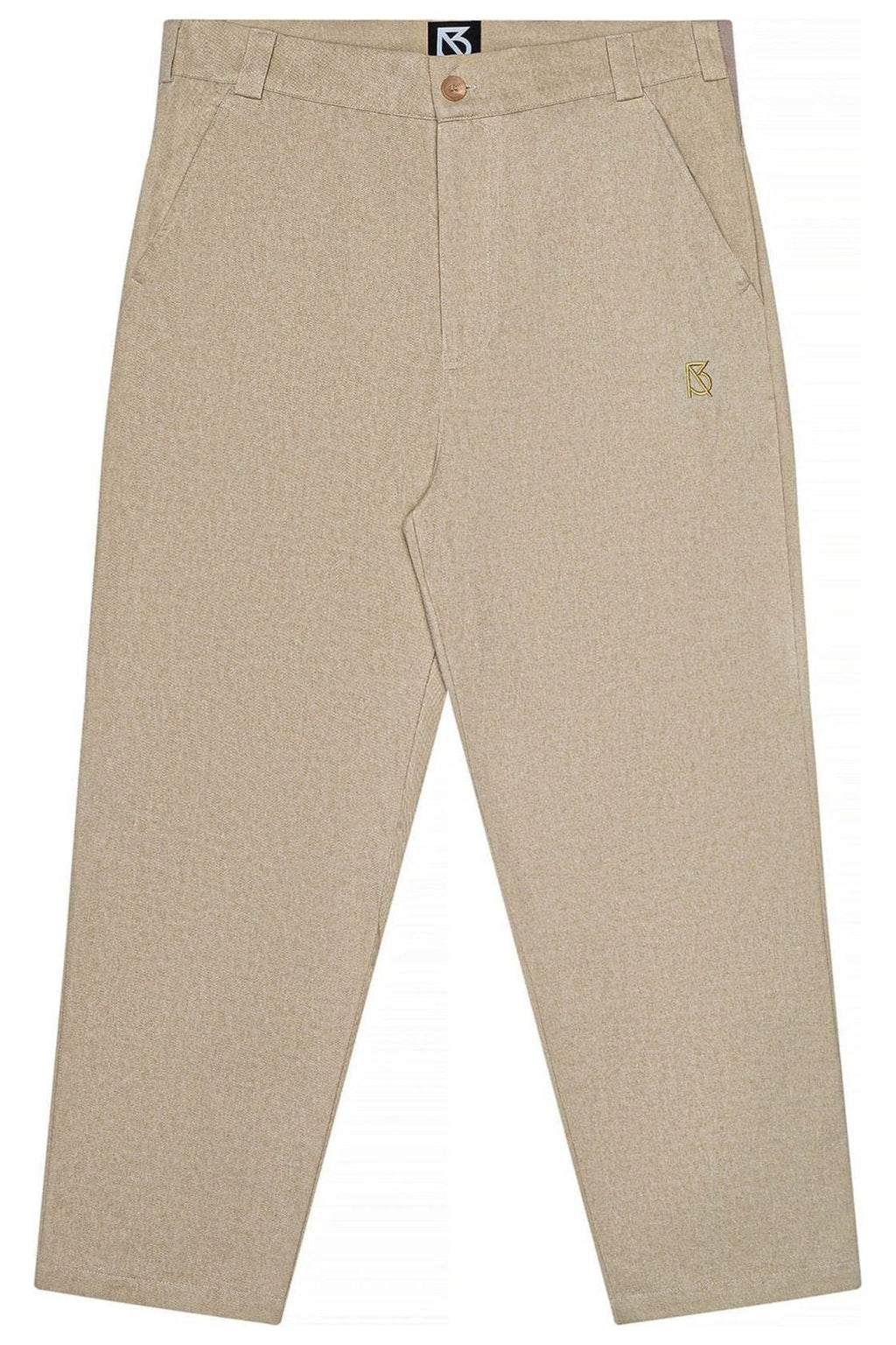 Charles Regular-Fit Cropped Trousers: Beige