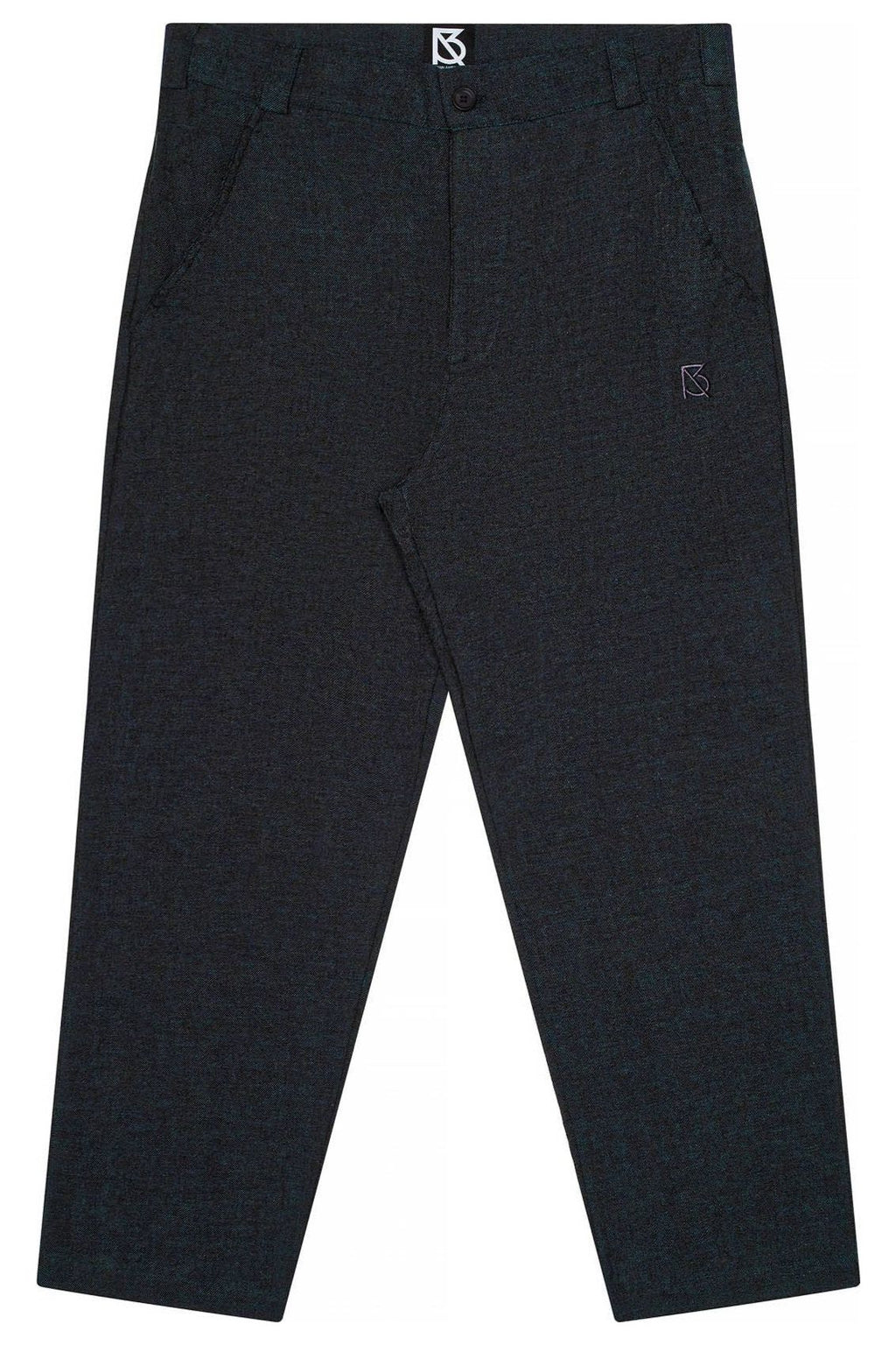 The Charles Regular-Fit Cropped Trousers - Blk/Grn – Front View