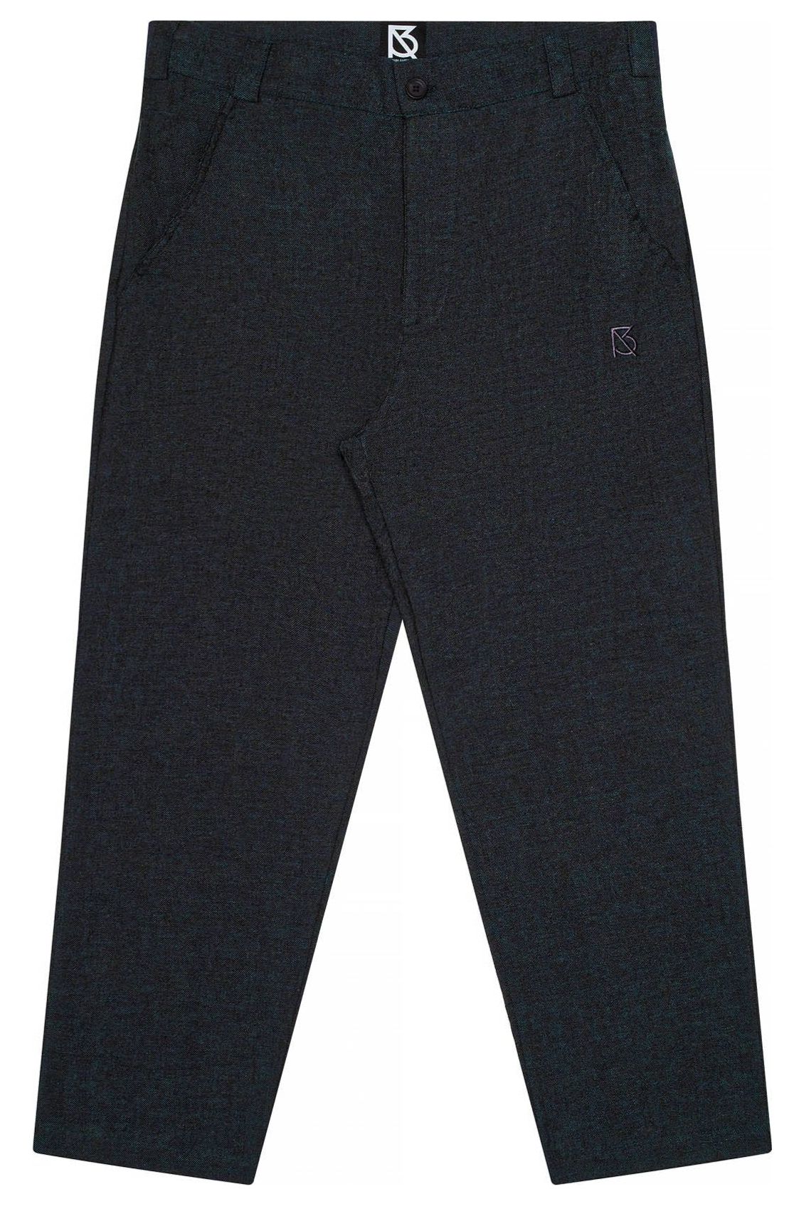 The Charles Regular-Fit Cropped Trousers - Blk/Grn – Front View