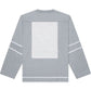 Douglas Embossed Sweatshirt in heather gray with embossed Brian Americus logo, back view.