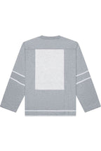Douglas Embossed Sweatshirt in heather gray with embossed Brian Americus logo, back view.