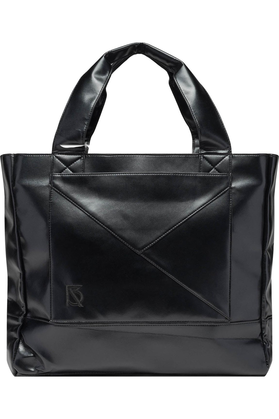 Back profile of the Minoso Faux Leather Tote Bag in black by Brian Americus, highlighting sleek lines and spacious design.