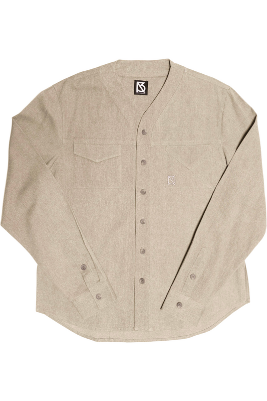 Herman V Neck Button Up Shirt: Gray
