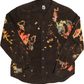 Herman Hand-Dyed V Neck Button Up Front View Black v1