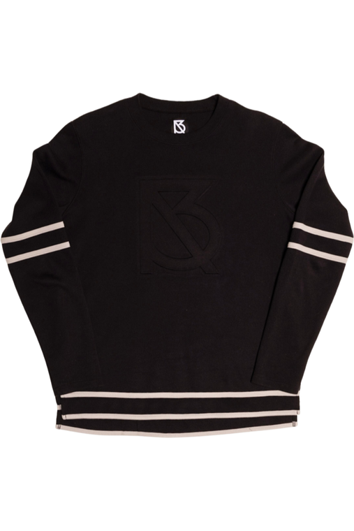 The Douglas Crewneck Jersey with Embossed Logo Front Black