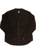 The Herman Signature V-Neck Button Up Shirt Front View Black